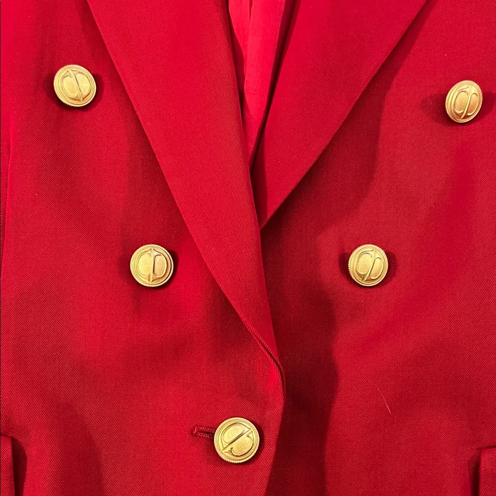 Dior Double-Breasted Red Blazer with Gold Buttons
